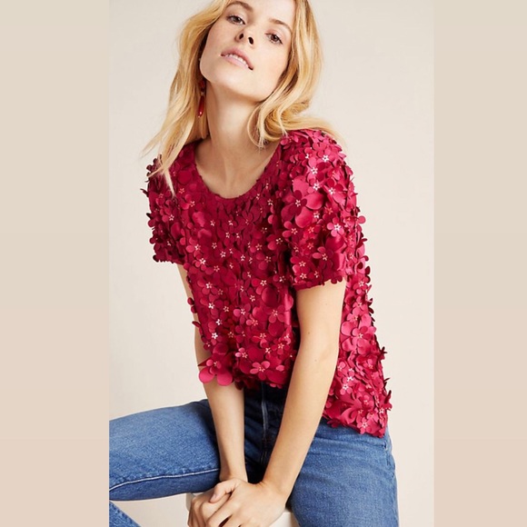NWT Anthropologie Rosemarie Textured Blouse Sz 2 - Picture 6 of 13